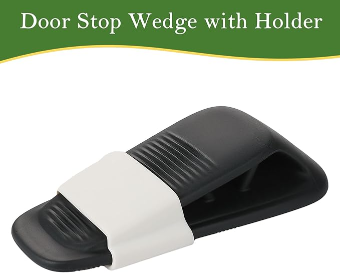 Fursafe&Q Rubber Door Stoppers for Bottom of Door, Door Stop Wedge with Holder, Heavy Duty Doorstops 4 Pack, Wall Protector for Home & Office & School & Commercial Doorstop Keep Open Stack Black