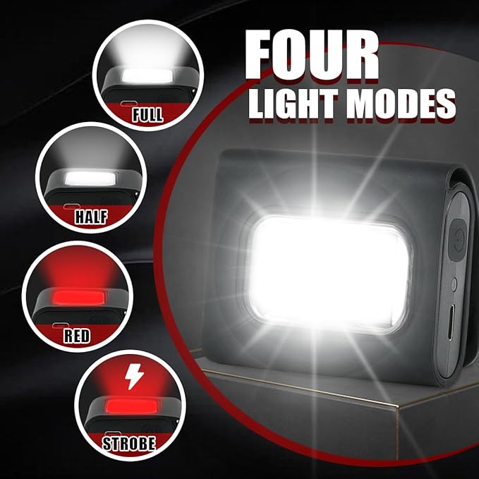 2 Pack Safety Jogging LED Light, Black, Water Resistant, 4 Modes, USB Charging, Strong Magnetic Clip for Night Running, Walking, Hiking