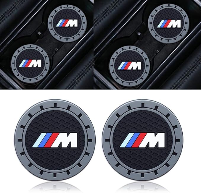 for BMW M Car Cup Holder Coaster, Auto Cup Holder Insert Coaster Compatible with BMW M M2 M4 M5 M6 M8 X1 X2 X3 X5 X6 M135i M240i Z4 328i X7, 2PCS