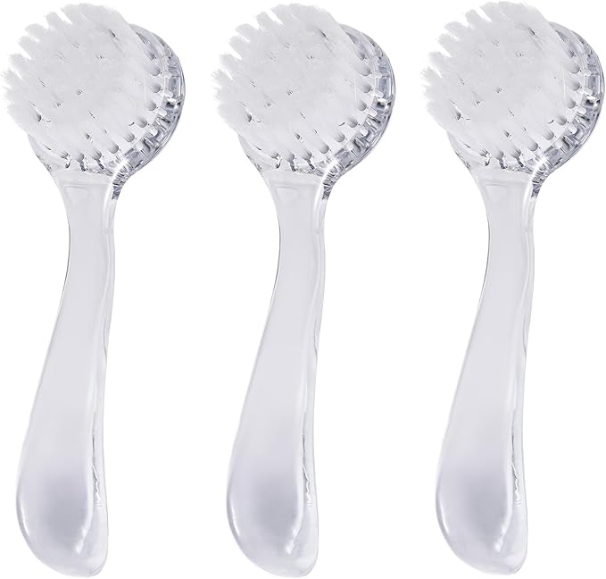 3 Pcs Facial Cleansing Brush, Manual Face Brushes for Cleansing and Exfoliating, Face Scrubber to Massage, Deep Pore Exfoliation, Makeup Remove and Skin Care with Soft Bristles, Clear