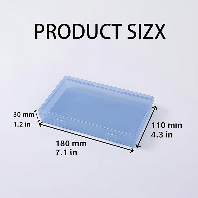 LJY 6 Pieces Rectangular Empty Mini Clear Plastic Organizer Storage Box Containers with Hinged Lids (7.1 x 4.3 x 1.2 inch, Blue)