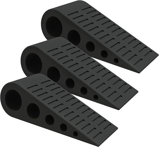 1.9 Inches Heavy Duty Door Stopper, 3 Pack Rubber Door Stop, Door Stoppers for Bottom of Door, Large Door Stopper Wedge for Home Office School (Black)