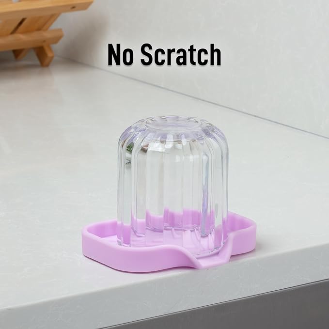 Zulay Kitchen Small Silicone Sponge Holder (4.9x3.3”) – Space-Saving Sink Organizer Tray for Sponge, Soap, Brush & More – Compact Non-Slip Dish for Kitchen & Bathroom (Lavender)