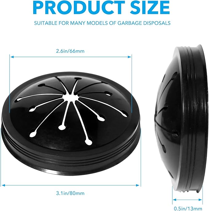 Kitchen Garbage Disposal Rubber Drain Insert,3pcs Garbage Disposal Cover,3 Inch Garbage Disposal Splash Guard,Disposal Splash Guard,Kitchen Sink Rubber Drain Guard, Black, FY616SCFJZ-1