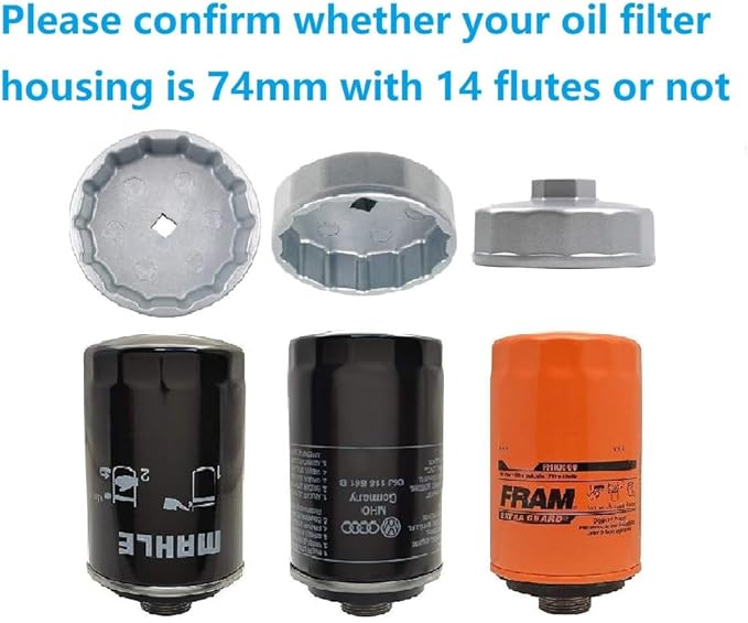Heavy Duty 74mm 14 Flutes Oil Filter Wrench For Volkswagen, Mercedes Benz, VW, Audi, Porsche, Mazda, Sprinter, Select Mobil1, Bosch and Mahle