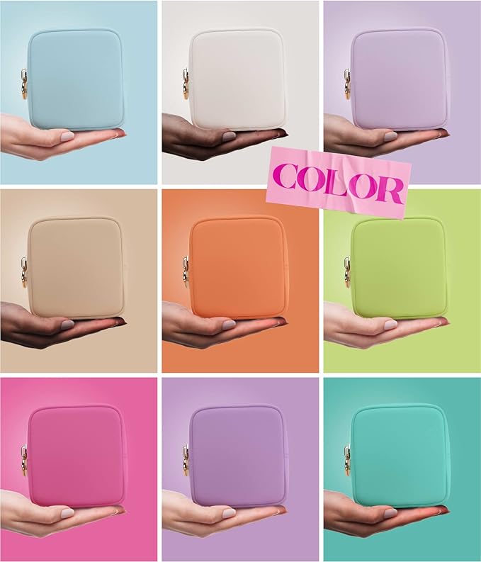 Embla Makeup Bag Travel Cosmetics Pouch and Toiletry Bag, Nylon Zipper Pouch Purse, Cute Make Up Organizer Storage Tote for Women Girls, Travel Skincare Case, Small Makeup Bags, Cotton Candy