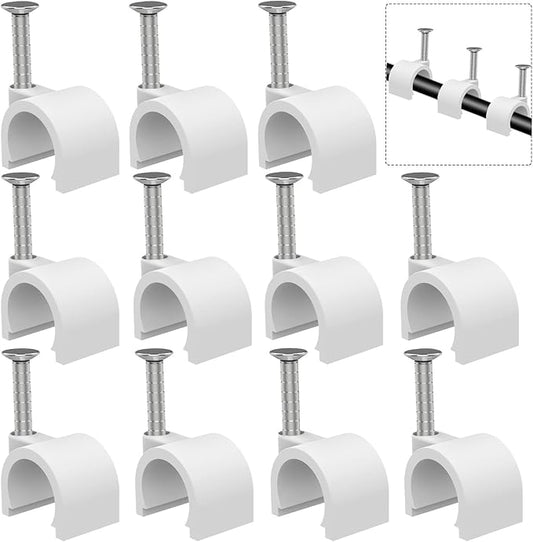 300 Pcs Nail in Cable Clips - 10mm, Coax, Speaker, Ethernet, Wall Wire Clips for Cords & Cables