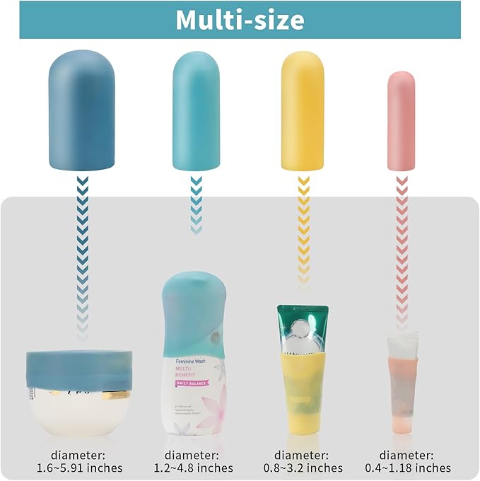 TRANOMOS Silicone Bottle Covers Travel Essentials for Women Men, Beach Vacation Essentials, Travel Size Toiletries Accessories, Cruise Ship Essentials 2026, Must-Haves, Leak-Proofing