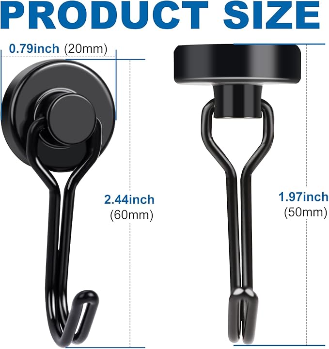 E BAVITE Magnetic Hooks, 40lbs+ Magnet Hook 2026 Cruise Cabin Ship Essentials Heavy Duty Strong Magnets Refrigerator Fridge Hanging for Classroom Beach Vacation Kitchen Grills Home 6pcs (Black)