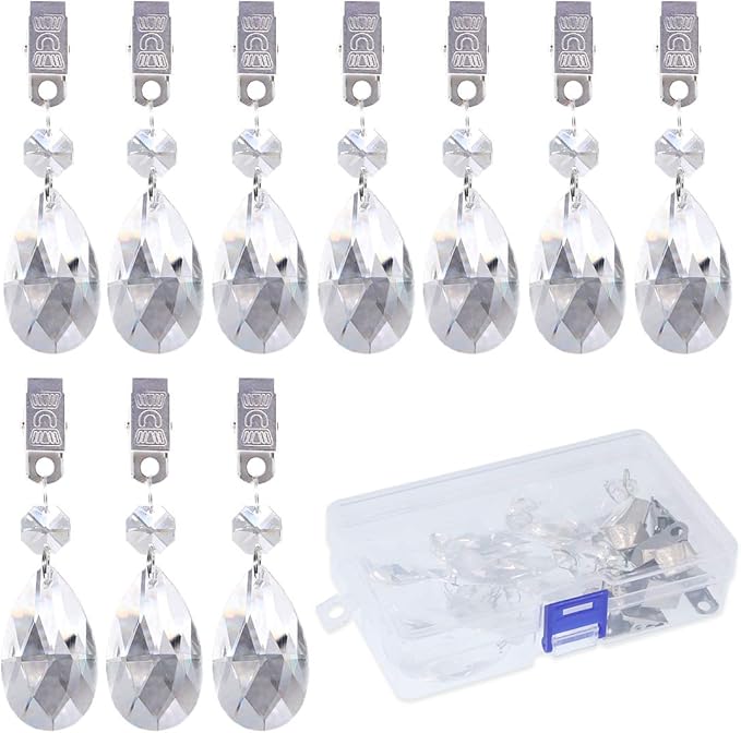 Swpeet Crystal Tablecloth Weights (10 Pcs) with Metal Clip Kit, Square Glass, Windproof, for Outdoor Picnic, Heavy Tablecloth Weights, All-Season, Modern Style