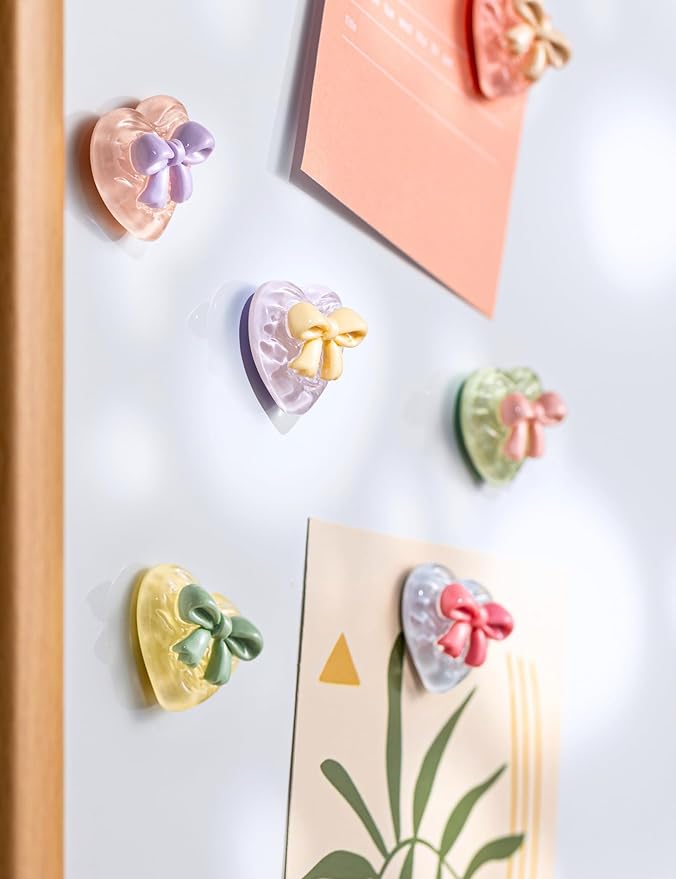 Mymazn 12 pcs Fridge Magnets Cute Refrigerator Magnets, Decorative Colorful Magnets for Whiteboard, Locker & Classroom, Heart Magnets for Home Office