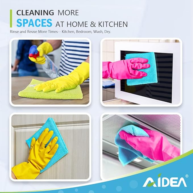 AIDEA Microfiber Cleaning Cloth-24PK, Soft Microfiber Towels for Cars, Absorbent Cleaning Rags, Lint-Free Streak-Free Wash Cloths for House, Kitchen, Window (12in.x12in)