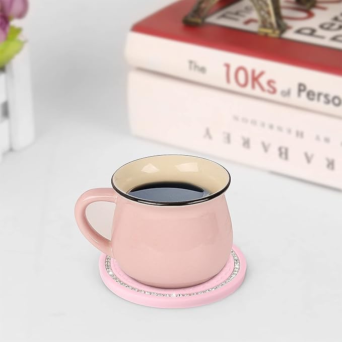 2 Pack Bling Car Cup Coasters Universal, 2.75 Inch Silicone Anti Slip Cup Coaster Embedded in Ornaments Coaster, Crystal Rhinestone Rubber Pad Set Round Auto Drink Coaster Car Interior Accessories
