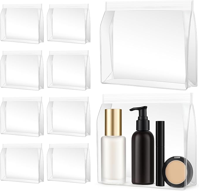 30 Pack Clear Makeup Bag Organizer Cosmetic Zipper Pouch TSA Approved Small Travel Pouches for Toiletries Transparent EVA Reusable Water-resistant Plastic Clear Gift Bags Bulk, 11” x 8” x 2.8”