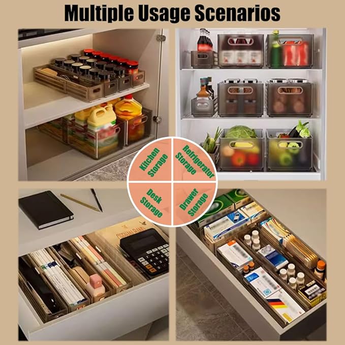 Foldable Storage Bins, 2 Pack Plastic Expandable Boxes for Organizing, Adjustable from 11-18.8" Drawer Organizers Separators Dividers for Bedroom Kitchen Utensils Tools Closet, Small Grey