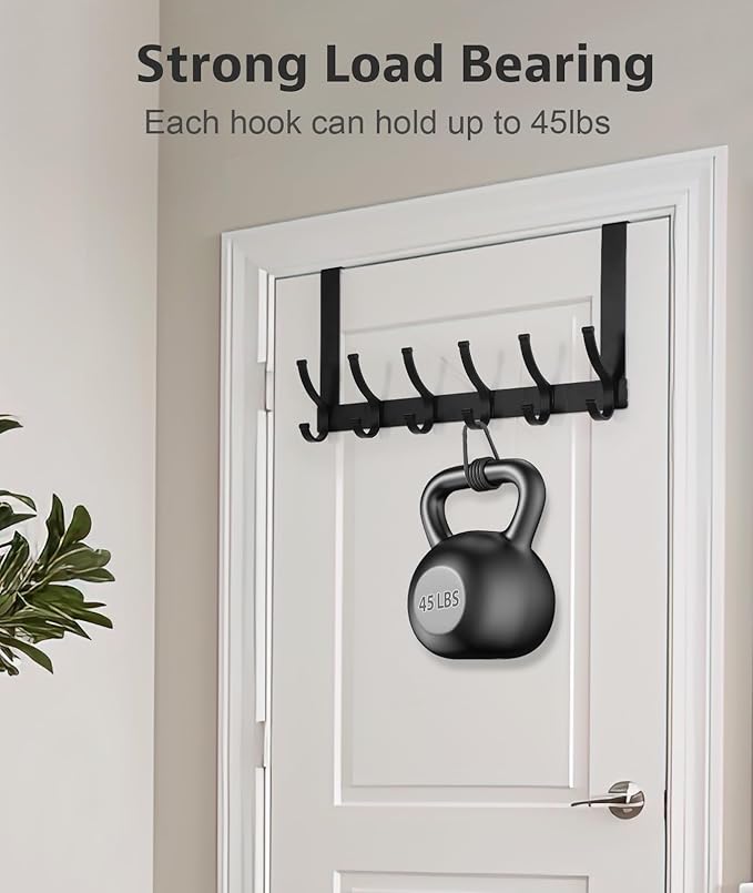 Over The Door Hooks, Door Hanger Hooks for Hanging, Over The Door Towel Racks for Bathroom, Coat Rack Door Towel Hanger Towel Hooks (2Pack, Black)