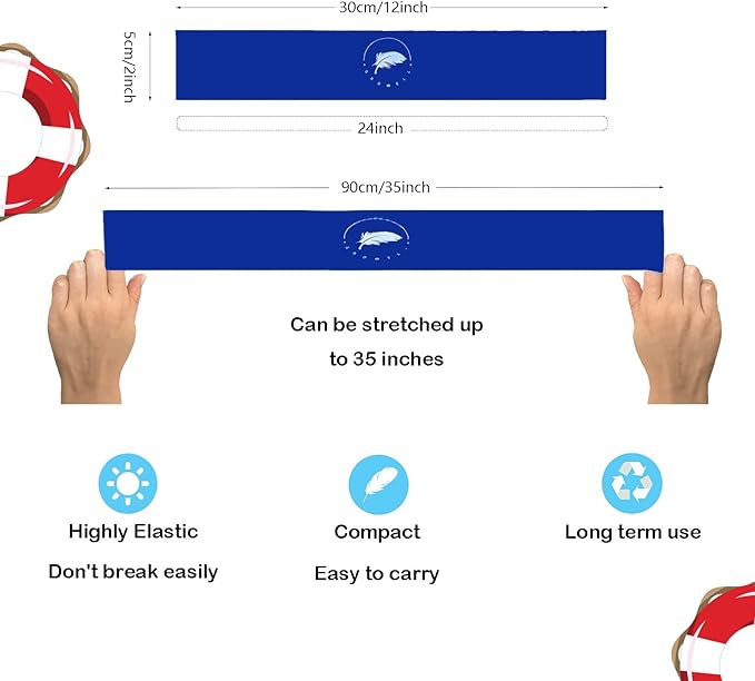 Towel Bands (6 Pack) - Stretch Beach Towel Clips for Beach Cruise Pool Chairs, Lounge Towel Holder Elastic, Cruise Ship Essentials (Blue New)