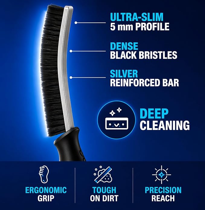 Cadley Cleaning Brush Set of 4, Cleaning Brushes for Household Use, Grout Cleaner Brush with Long Handle, Gap Cleaning Tool, Hard Bristle Brushes for Bathroom, Kitchen & Home Essentials