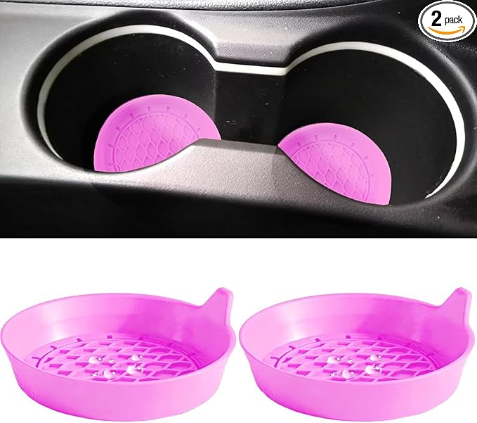 2 PCS Car Cup Coasters, Universal Cup Holder Coaster for Car Accessories, CupHolders Insert for Women Non-Slip Silicone Car Cup Holder Coasters