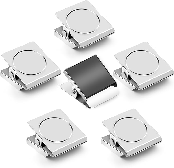 Grtard 6 Pack Magnetic Clips Heavy Duty, Magnet Clips for Fridge, No-Scratch Magnetic Clip for Refrigerator, Strong Magnets with Clip for Cruise Cabin, Whiteboard, Locker, Note List, Photo Display