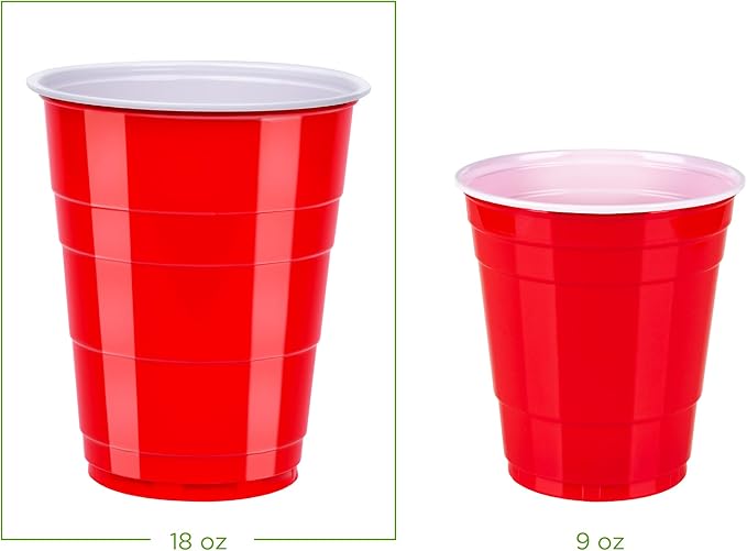 Amazon Basics Disposable Red Plastic Party Cups, BPA-Free, 18oz, for Birthdays, BBQs and Events, 120 Count (Pack of 2)