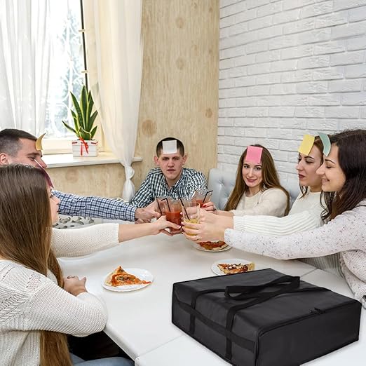 Insulated Pizza Delivery Bag for Carry Hot, 20" x 20" x 6" Carrier Warmer, Insulated Food Delivery Bag, Insulated Grocery Cooler Bags for Catering/Drivers Commercial Food Warmers（Black, 1Pk）