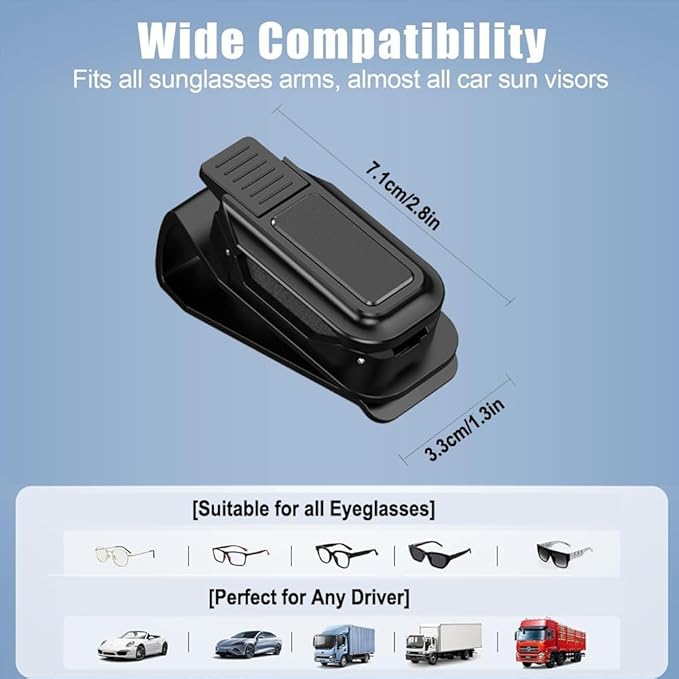 Dsycar 2 Pack Sunglasses Holder for Car, One-Handed-Operation Visor Sunglass Holder Clip, Easy Access Storage for Driving, Universal Fits Eyeglasses Clip Compatible with All Glasses (Black)