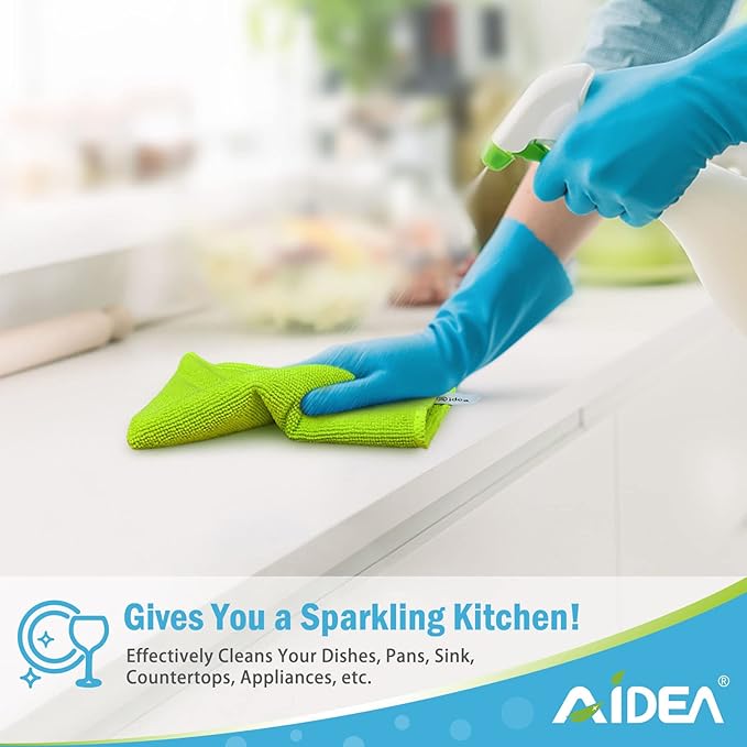 AIDEA Microfiber Cleaning Cloth-24PK, Soft Microfiber Towels for Cars, Absorbent Cleaning Rags, Lint-Free Streak-Free Wash Cloths for House, Kitchen, Window (12in.x12in)
