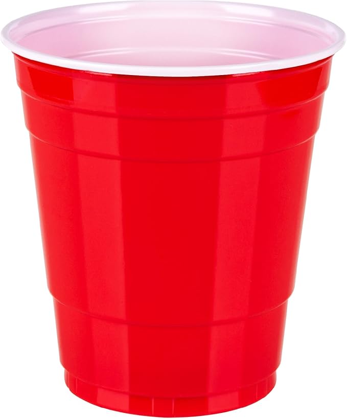 Amazon Basics Small Disposable Red Plastic Party Cups, BPA-Free, 9oz, 50 Count
