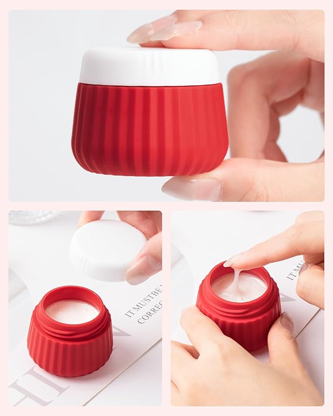 4 Pack Travel Size Toiletries, TSA Approved Silicone Jars, Leak-Proof, Wide Opening, Portable with Clear Bag