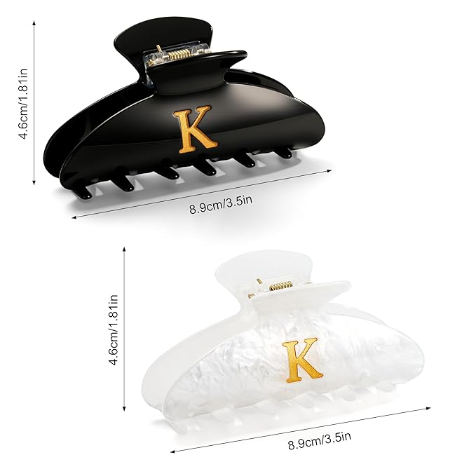 CWJCYTNSN 2 PCS Hair Claw Clips for Women Non-slip Black White Claw Clips for Thick Thin Hair Stylish K Hair Clips Elegant Hair Accessory Girls