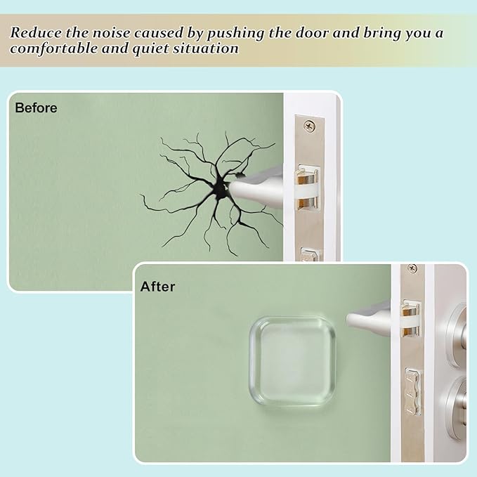 Door Stopper Wall Protector, Wall Shield Bumper Guard from Door Knobs,Sturdy Self Adhesive,Soft and Transparent,Washable Reusable Shock Absorbent Gel for Home Office (6, Transparent)