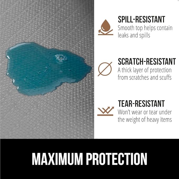 GORILLA GRIP DripGuard Shelf Liner, Non-Adhesive Drawer and Kitchen Cabinet Protector, Strong Grip Slip Resistant Underside, Smooth Surface Liners for Cabinets, Bathrooms, Closets, 12x120 Inch, Gray