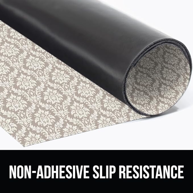 GORILLA GRIP LeakGuard Non-Adhesive Under Sink Mat for Kitchen Cabinet, Waterproof Quick Dry Shelf Liner, Durable Absorbent Felt Mats for Bathroom Sinks, Cabinets, Dresser, 24x30 Damask Taupe Cream