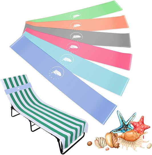 Towel Bands (6 Pack) - Stretch Beach Towel Clips for Beach Cruise Pool Chairs, Lounge Towel Holder Elastic, Cruise Ship Essentials(6 Mix)