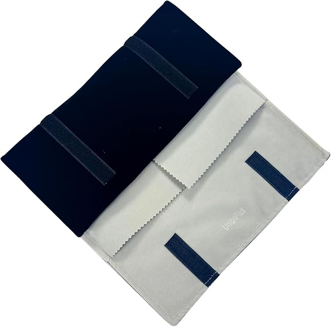 UnionPlus Velvet Travel Jewelry Roll Bag Organizer for Necklace, Elastic Band and Anti-winding, Black and Gray