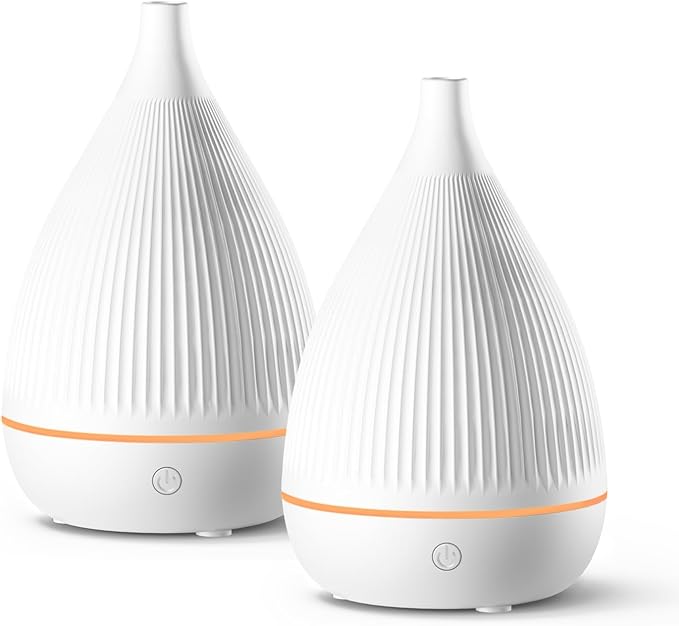 Ultrasonic Essential Oil Diffuser, Home Fragrance Aroma Diffuser with Auto Shut-Off, Color Change Night Light & Ultra-Quiet Operation, BPA-Free Portable Aromatherapy Humidifier for Home (White-2)