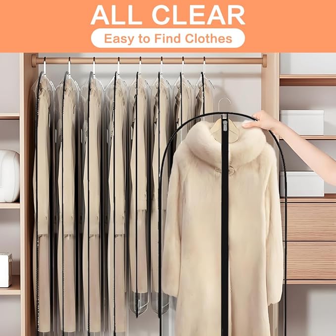 Garment Bags for Hanging Clothes Travel (Set of 12) Clothes Storage Bags Closet Cover for Open Closet with Zipper for Suit, Sweaters Travel Laundry Wardrobe Closet Garment Dust Cover