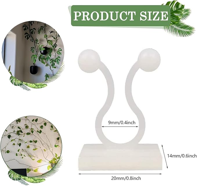 Tmofs 100Pcs Plant Climbing Wall Fixture Clips,Plant Fixer Invisible Wall Vines Fixing Clips Self-Adhesive Clips Plant Vine Traction for Indoor Outdoor Decoration and Cable Wire Fixing (White)