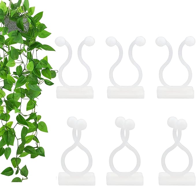 Tmofs 100Pcs Plant Climbing Wall Fixture Clips,Plant Fixer Invisible Wall Vines Fixing Clips Self-Adhesive Clips Plant Vine Traction for Indoor Outdoor Decoration and Cable Wire Fixing (White)