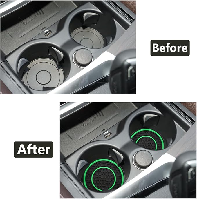 Car Cup Coaster Universal Automotive Waterproof Non-Slip Cup Holders Sift-Proof Spill Holder Car Interior Accessories 4 Pack Black & Green