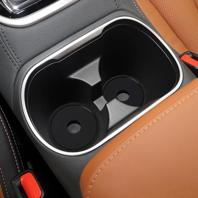 Auovo Cup Holder Spacer Replacement Fit for Subaru Outback Legacy Accessories 2020-2025 Silicone Cup Riser Cup Holder Insert Spacers for Telluride Kicks Crosstrek Accord Trax RAV4 (2pcs, Black Trim)