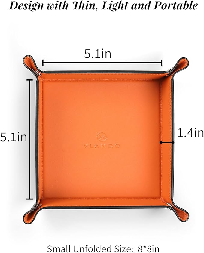 Valet Tray for Men Women, Nightstand Organizer Vanity Catchall Holder for Dresser Desk Storage Bedside, Travel PU Leather Jewelry Key Bowl EDC Watches and Candy Entryway Tray - Large