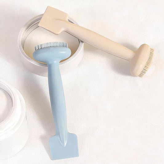 2 Pack Silicone Face Scrubber,2 in 1 Facial Cleansing Brush & Face Mask Applicator, Face Exfoliator Scrubber Waterproof Home Spa Facial Brush for Sensitive Skin (Dusty Blue and Off-White)