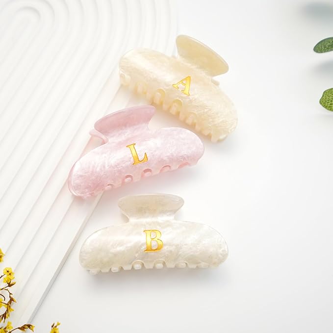 Acrylic Letter Hair Clips for Women - Pink Monogram Hair Claw Alphabet Large Hair Clip, Fashion Glitter Claw Clips Elegant And Durable Hair Accessory, Letter R