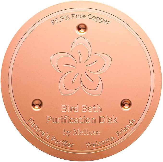 Mellbree Bird Bath Copper Disc, 0.6mm 99.99% Pure Copper for Natural All-Weather Water Care, Compatible with Most Outdoor Birdbaths, Bowls, Heaters & Solar Units (Flower)