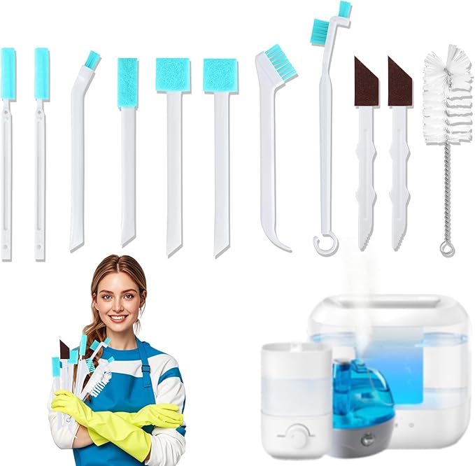 XANGNIER 11 Pcs Humidifier Cleaner Brush Set – Small Detail Cleaning Brushes for Crevices, Gaps, Corners, Keyboard, Bottle, Tiles, and Tight Spaces – Household & Travel Cleaning Tools