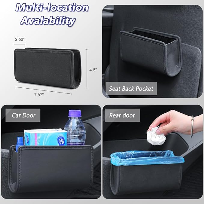 Tumecos 2Pcs Multifunctional Storage Box, Car Trash Can, Auto Door Side Organizer, Large Capacity Storage Bag, Back Seat Storage Pocket, Car Accessories Organizer Box (Style A)