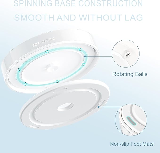 Anyoifax 360 Rotating Makeup Organizer Perfume Tray Skincare Holder Spinning Cosmetic Storage Bathroom Countertop Organizer Lazy Susan Turntable for Dresser, Vanity, Kitchen, Small White