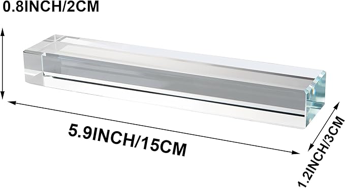 ‌vskikris Glass Paperweight - 2 Pcs Clear K9 Glass Blocks for Office Desk & Books (5.9"x1.2"x0.8") - Modern Home Decor Crafts & Gifts Set with Transparent Glass Tiles